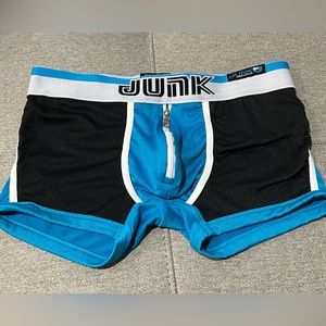 NEW blue trunks with zipper on front